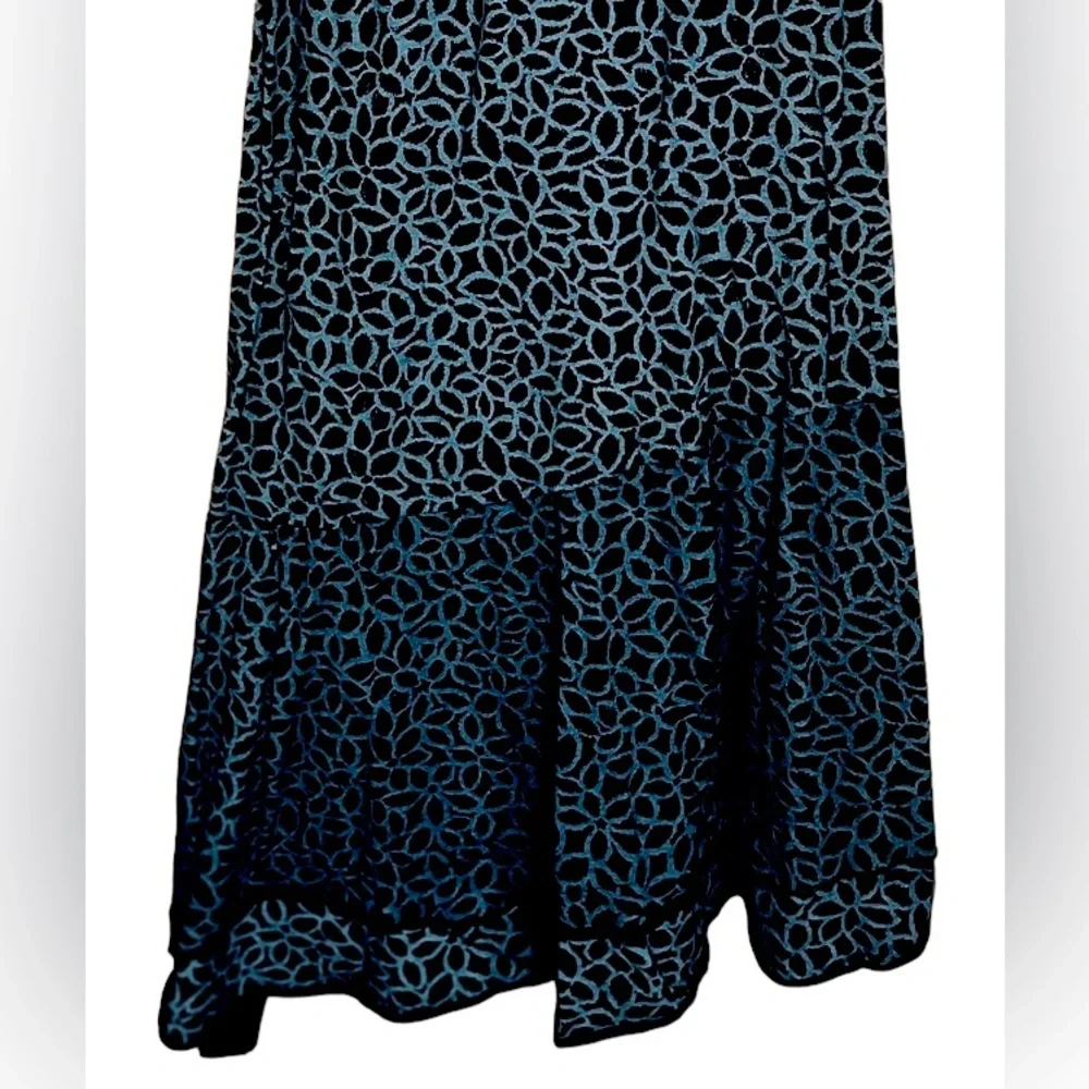 Fresh Produce Black & Gray/blue Sleeveless Dress Asymmetrical Hem Size small